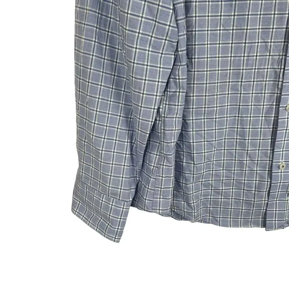 Twillory Untuck(able) Glow Men's Dress Shirt Tailored Fit Size XL Blue Plaid